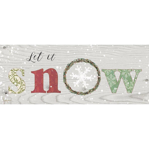 Farmhouse Christmas Snow Sign Black Modern Wood Framed Art Print with Double Matting by Finn, Livi