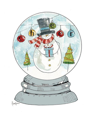 Snowglobe II White Modern Wood Framed Art Print with Double Matting by Finn, Livi