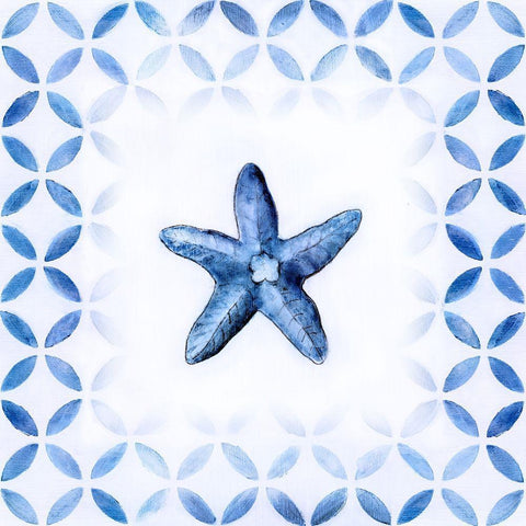 Royal Blue Shell III White Modern Wood Framed Art Print with Double Matting by Tava Studios