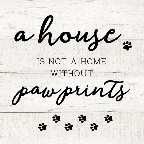 Home Pawprints White Modern Wood Framed Art Print with Double Matting by Murray, Amanda