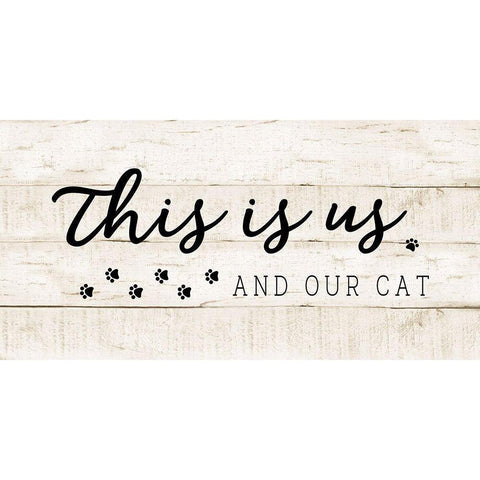 Us and Our Cat Black Modern Wood Framed Art Print by CAD Designs