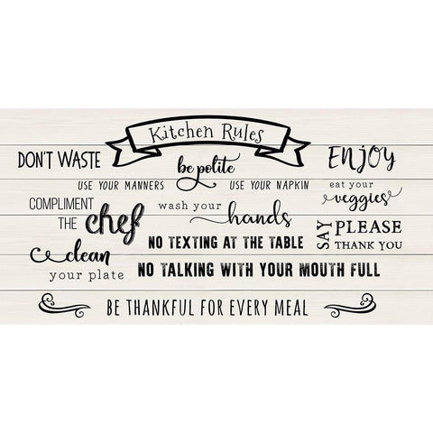 Rules of the Kitchen Gold Ornate Wood Framed Art Print with Double Matting by CAD Designs