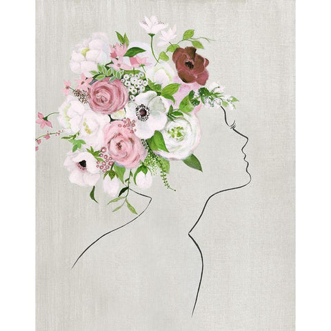 Floral Portrait I Gold Ornate Wood Framed Art Print with Double Matting by Tava Studios