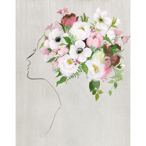 Floral Portrait II Gold Ornate Wood Framed Art Print with Double Matting by Tava Studios