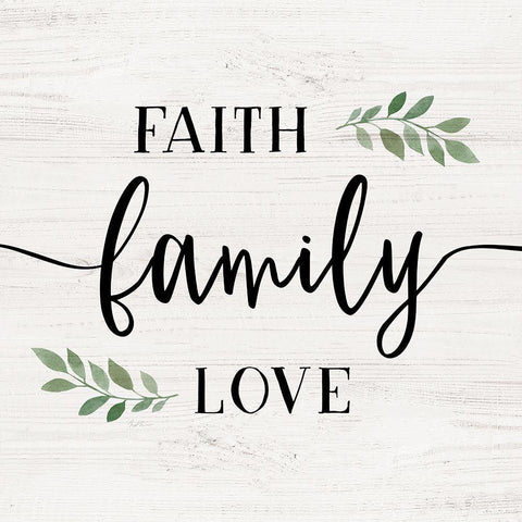 Faith Family White Modern Wood Framed Art Print with Double Matting by Carpentieri, Natalie