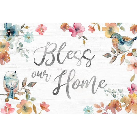 Bless Our Home White Modern Wood Framed Art Print by Robinson, Carol