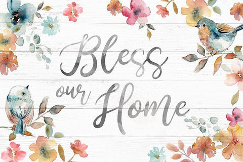 Bless Our Home Black Ornate Wood Framed Art Print with Double Matting by Robinson, Carol