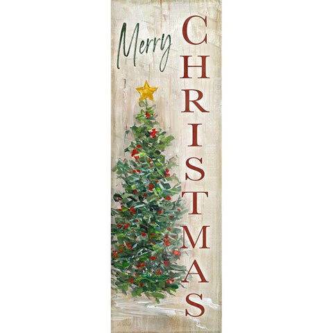 Mery Christmas Tree Gold Ornate Wood Framed Art Print with Double Matting by Swatland, Sally