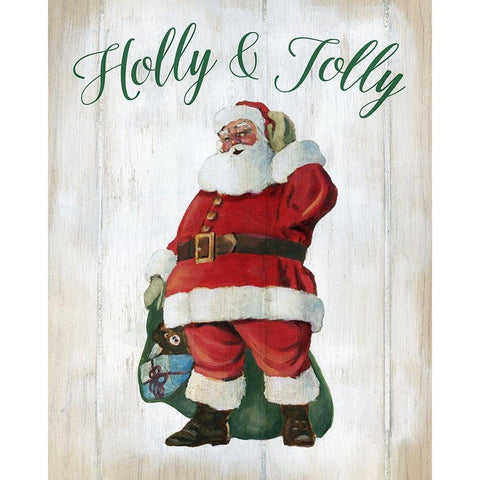 Holly Jolly Santa Black Modern Wood Framed Art Print with Double Matting by Robinson, Carol