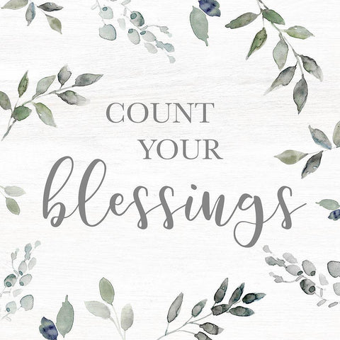 Blessings White Modern Wood Framed Art Print with Double Matting by Robinson, Carol