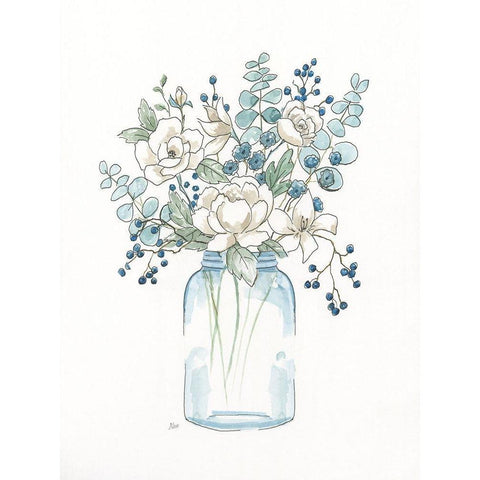 Sofly Whisper Bouquet I White Modern Wood Framed Art Print by Nan