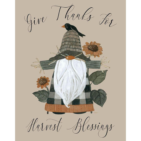 Harvest Gnomes Blessing White Modern Wood Framed Art Print by Finn, Livi