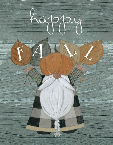 Harvest Gnomes Happy Fall White Modern Wood Framed Art Print with Double Matting by Finn, Livi