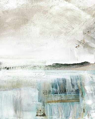 Summer Teal II White Modern Wood Framed Art Print with Double Matting by Shapiro, Judith