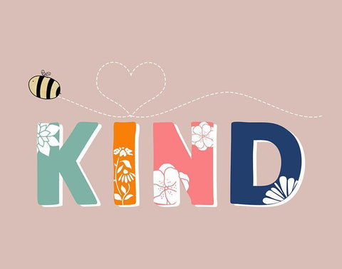 Bee Kind White Modern Wood Framed Art Print with Double Matting by Santiago, Daniela