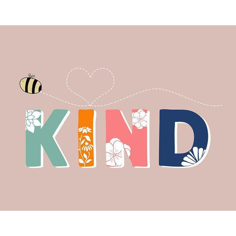 Bee Kind White Modern Wood Framed Art Print by Santiago, Daniela