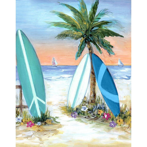 Sunset Surf Black Modern Wood Framed Art Print with Double Matting by Dunlap, Marilyn