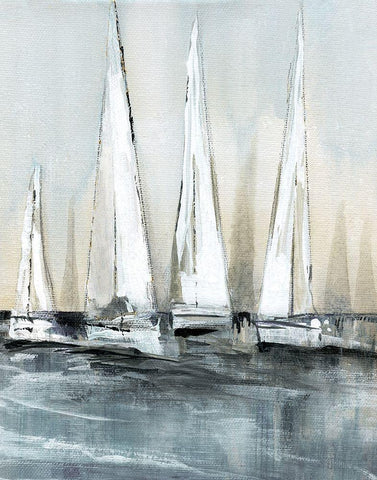 Point of Sail I White Modern Wood Framed Art Print with Double Matting by Jill, Susan