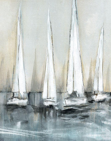 Point of Sail II White Modern Wood Framed Art Print with Double Matting by Jill, Susan