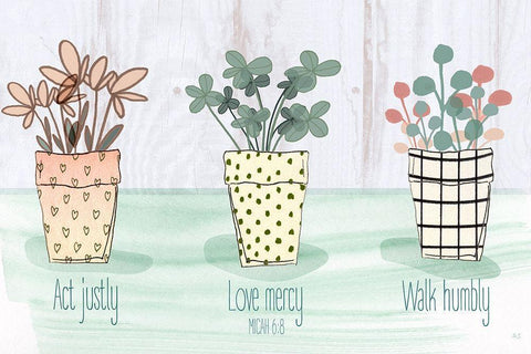 Act Justly White Modern Wood Framed Art Print with Double Matting by Jill, Susan