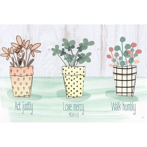 Act Justly White Modern Wood Framed Art Print by Jill, Susan