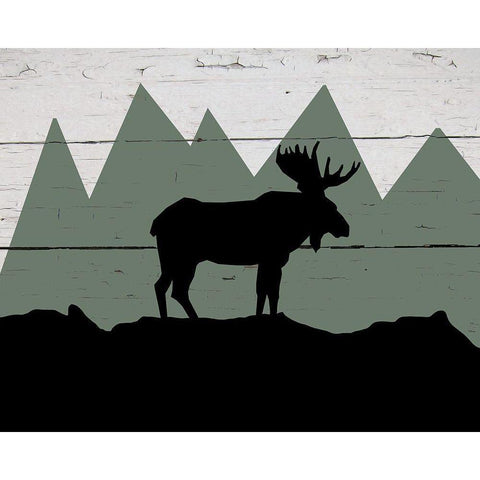 Mountain Moose Black Modern Wood Framed Art Print with Double Matting by Craven, Katrina