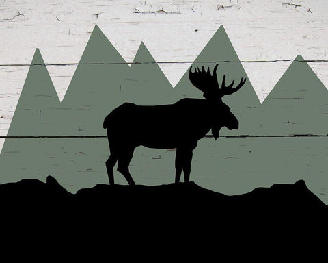 Mountain Moose White Modern Wood Framed Art Print with Double Matting by Craven, Katrina