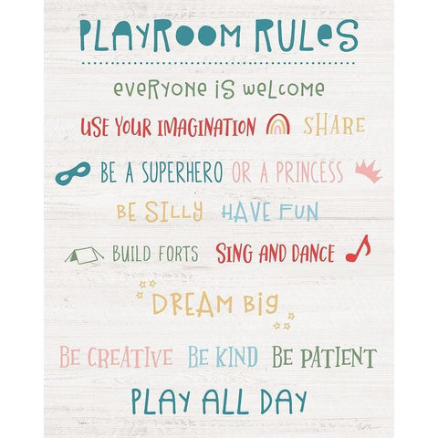 Playroom Rules Black Modern Wood Framed Art Print with Double Matting by Carpentieri, Natalie