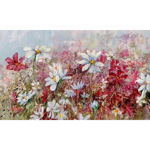 Wildflower Fance White Modern Wood Framed Art Print by Brooks, Donna