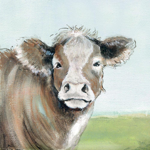 Out to Pasture I White Modern Wood Framed Art Print with Double Matting by Tava Studios