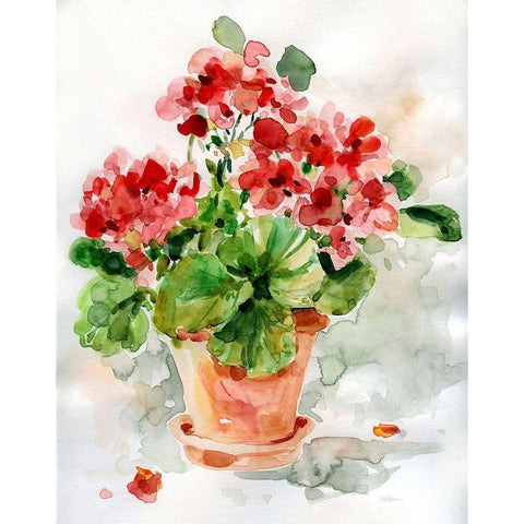 Summer Geranium I White Modern Wood Framed Art Print by Robinson, Carol