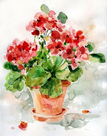 Summer Geranium I White Modern Wood Framed Art Print with Double Matting by Robinson, Carol