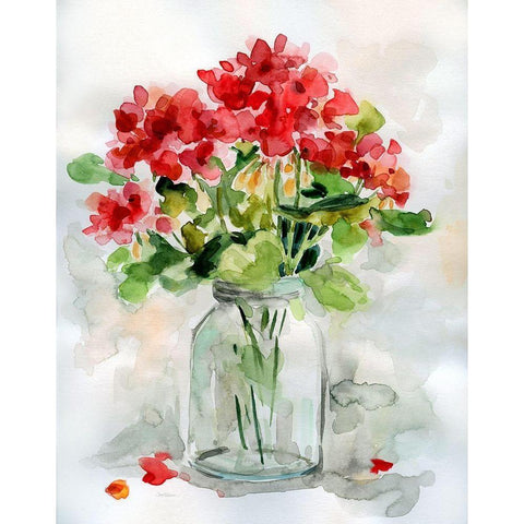 Summer Geranium II White Modern Wood Framed Art Print by Robinson, Carol