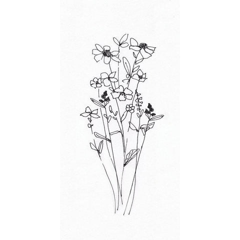 Wildflowers Sketch I White Modern Wood Framed Art Print by Swatland, Sally