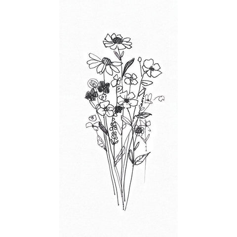 Wildflowers Sketch II White Modern Wood Framed Art Print by Swatland, Sally