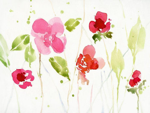 Watery Impatiens II White Modern Wood Framed Art Print with Double Matting by Swatland, Katie
