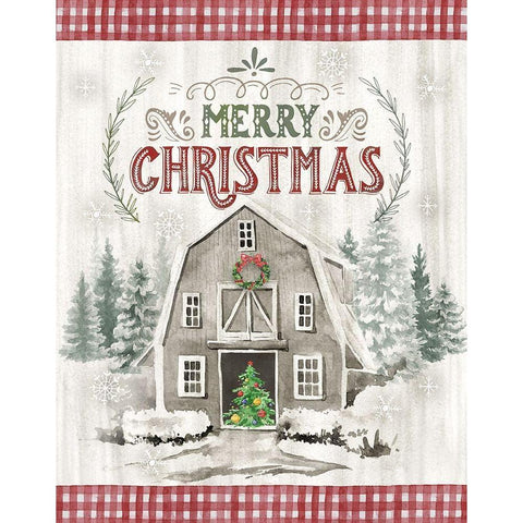 Christmas Barn Black Modern Wood Framed Art Print by Knutsen, Conrad