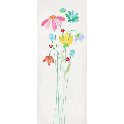 Whimsy Flowers I Black Modern Wood Framed Art Print by Tava Studios
