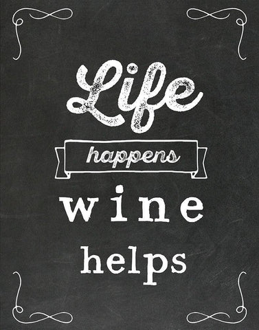 Wine Helps White Modern Wood Framed Art Print with Double Matting by Murray, Amanda