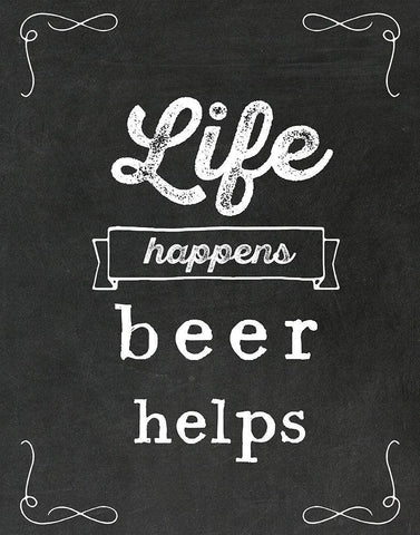 Beer Helps Black Ornate Wood Framed Art Print with Double Matting by Murray, Amanda