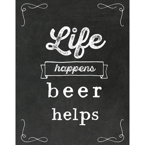 Beer Helps Black Modern Wood Framed Art Print by Murray, Amanda