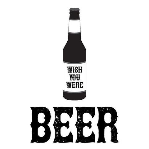 Wish You Were Beer Black Modern Wood Framed Art Print with Double Matting by CAD Designs