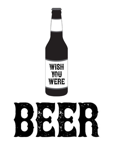 Wish You Were Beer White Modern Wood Framed Art Print with Double Matting by CAD Designs