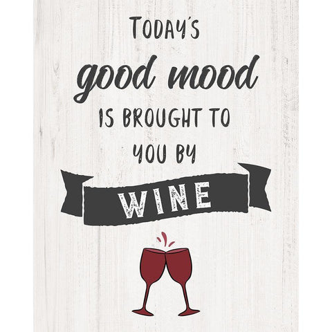 Good Mood Wine Black Modern Wood Framed Art Print with Double Matting by CAD Designs