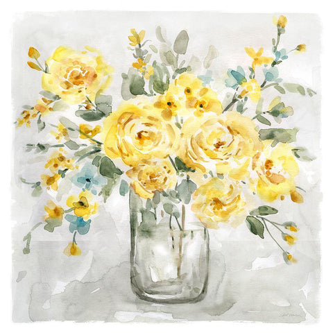 Sunshine Bouquet White Modern Wood Framed Art Print with Double Matting by Robinson, Carol