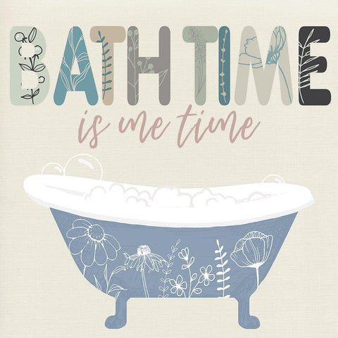 Bath Time White Modern Wood Framed Art Print with Double Matting by Santiago, Daniela