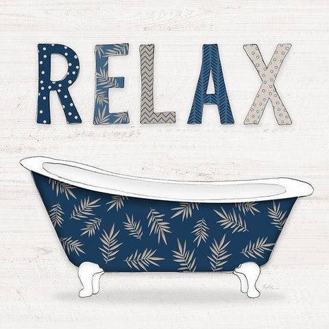 Relax Palm Bath White Modern Wood Framed Art Print by Carpentieri, Natalie