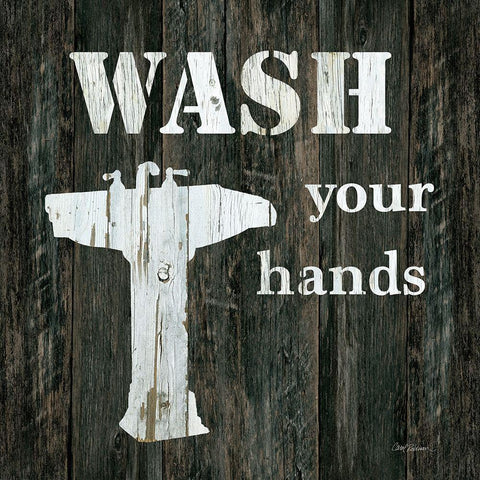 Wash Your Hands White Modern Wood Framed Art Print by Robinson, Carol