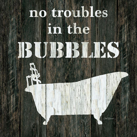 No Troubles Gold Ornate Wood Framed Art Print with Double Matting by Robinson, Carol