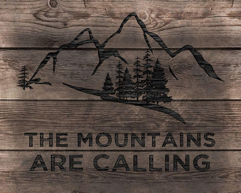 Mountains are Calling Black Ornate Wood Framed Art Print with Double Matting by CAD Designs
